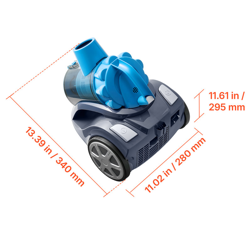 Canister Vacuum Cleaner 1000W 17 kPa Portable Bagless Canister Vacuum, for Carpets, Hardwood Floors, Pet Hair, Adjustable Strong Suction, Easy-to-Clean Filter, with Hose, Cleaning Attachments