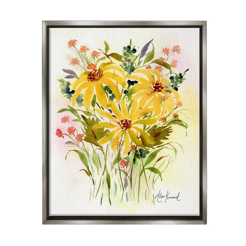 «Abstract Daisy Bunches Floater Frame» par Alexandria Gilbert Kincaid sur toile, Cadre flottant gris lustré
