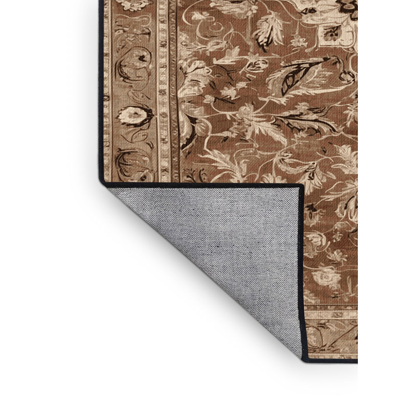 Machine Washable Persian Brown Area Rug, Square 5'