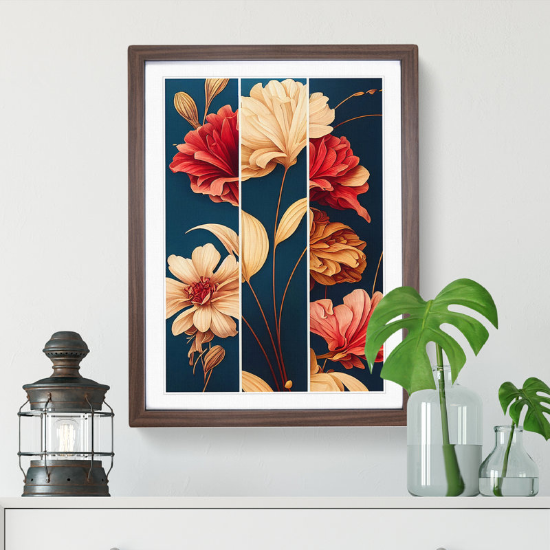 Flowers No.6 - Single Picture Frame Print, 34cm H x 25cm W x 2cm D, Walnut Framed