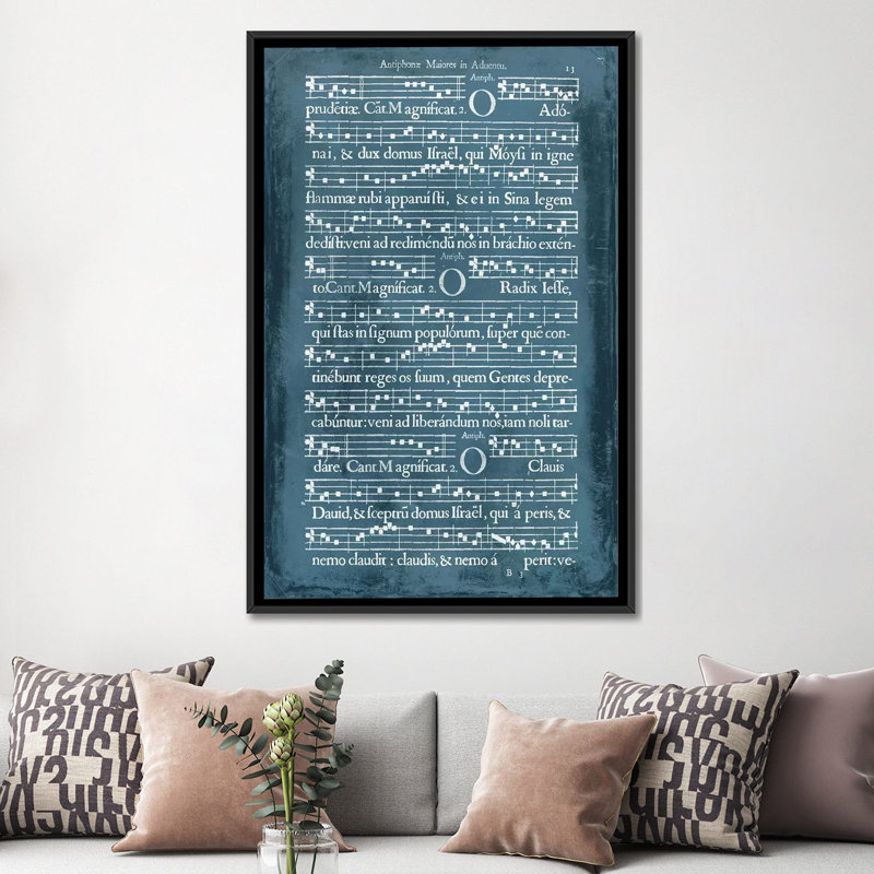« graphic songbook iii », art textuel sur toile, H 26 po x l 18 po x P 1,5 po, Toile avec cadre noir, Pas de tapis