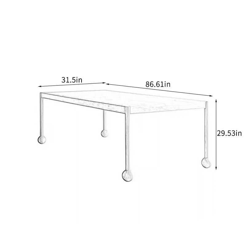 Durable Ash Wood Dining Table., 29.53"H x 86.61"L x 31.5"W