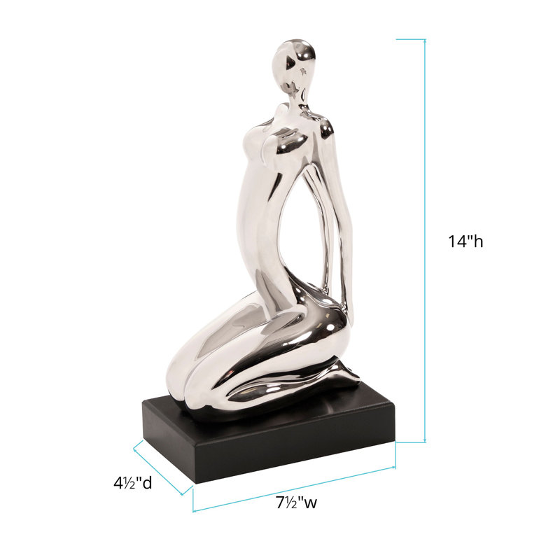 Vandervort Modern Silver and Black Ustrasana Yoga Sculpture