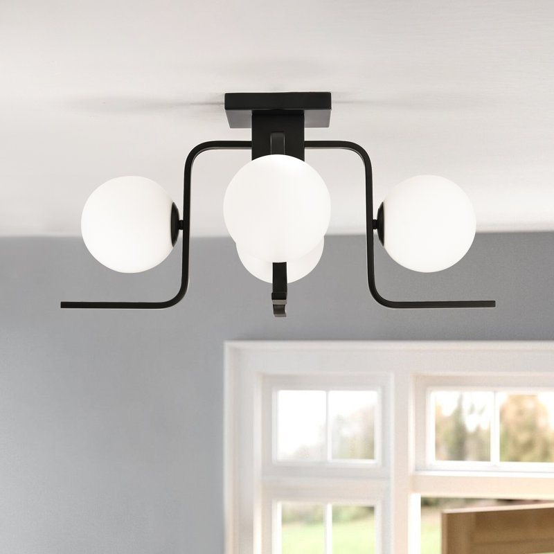 Plafonnier semi-encastré industriel 4 lumières 4 lumières 