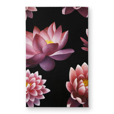 Lotus Flower Pattern Pink Flowers Door Mat | Home Decor