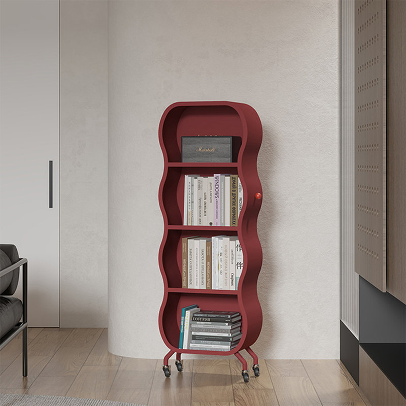 Bibliothèque rotative rouge moderne en acier laminé à froid, Rouge