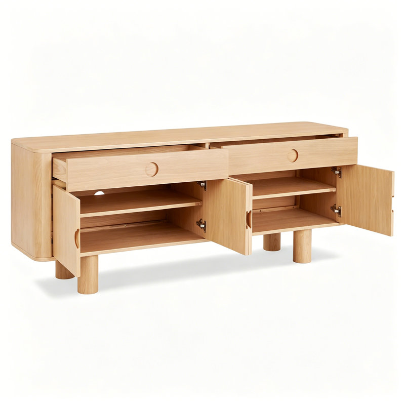 Buffet simple de grande capacité, 29.53" H x 70.87" W x 17.72" D, Brun orangé