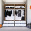 Armoire moderne avec nombreuses tablettes, finition noyer clair et blanc, 70,9 x 72,0 x 17,7 pouces | Panneau de particules 100% enduit de mélamine, conception murale robuste | Style scandinave pour les solutions de rangement organisées-983537611
