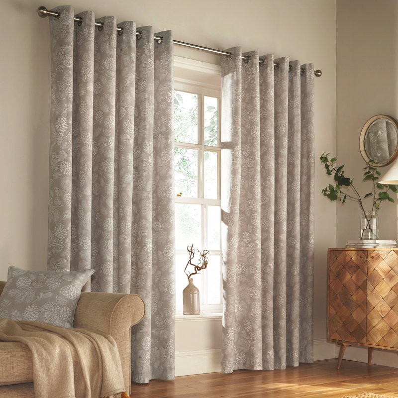 Grommet Room Darkening Curtains, Stone, 168 W x 137 D cm