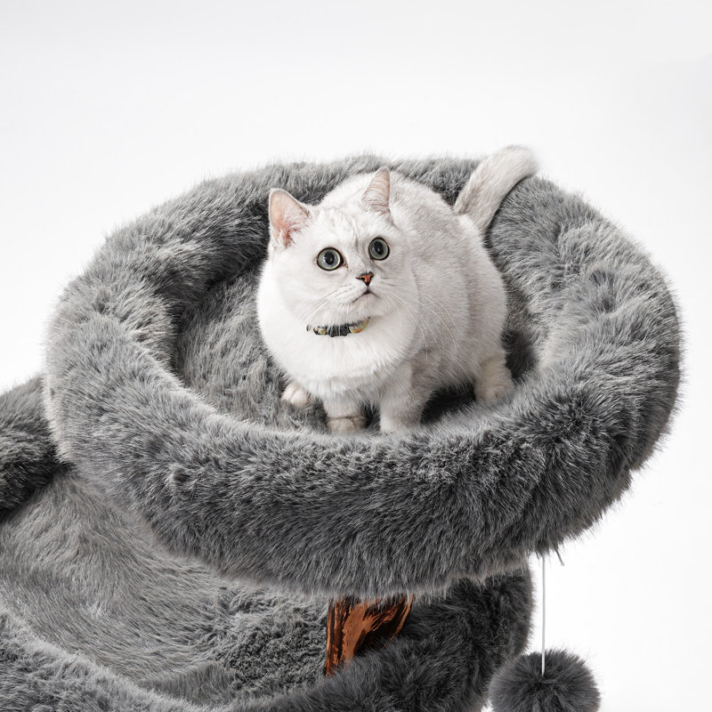 Unique Solid Wood Cat Tree for Big Cats&MianeCoon, Gray
