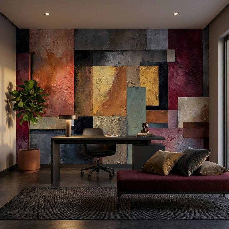 Abstract Wallpaper Geometric Removable Modern Wall Double Roll, Textured Non-Pasted, 100"x96"
