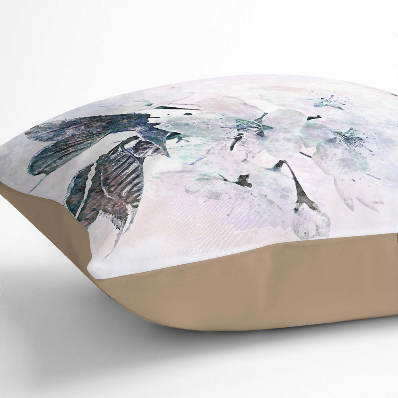 Japanese Cherry Tree Cushion with Filling, Stone, 55cm H x 55cm W x 20cm D