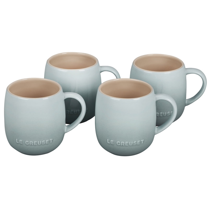 Sea Salt Ceramic Round Coffee Mugs Set of 4