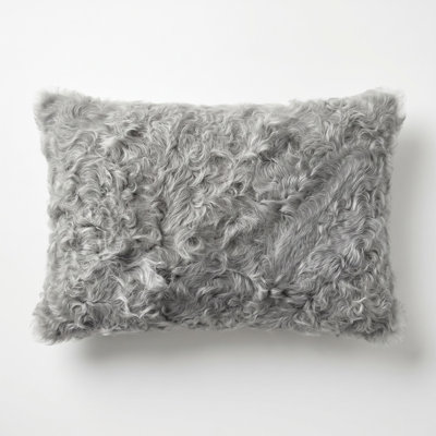 Curly Kalgan Lambskin Throw Pillow with Feather Down Insert