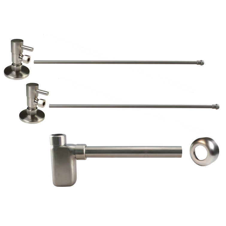Pedestal Sink Installation Kit with Flat Trap and 1/4-Turn Lever Angle Stops