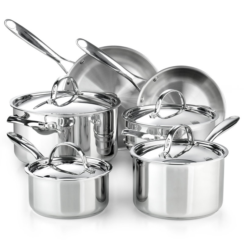 Batterie de cuisine standard en acier inoxydable 10 pièces, 10 pièces