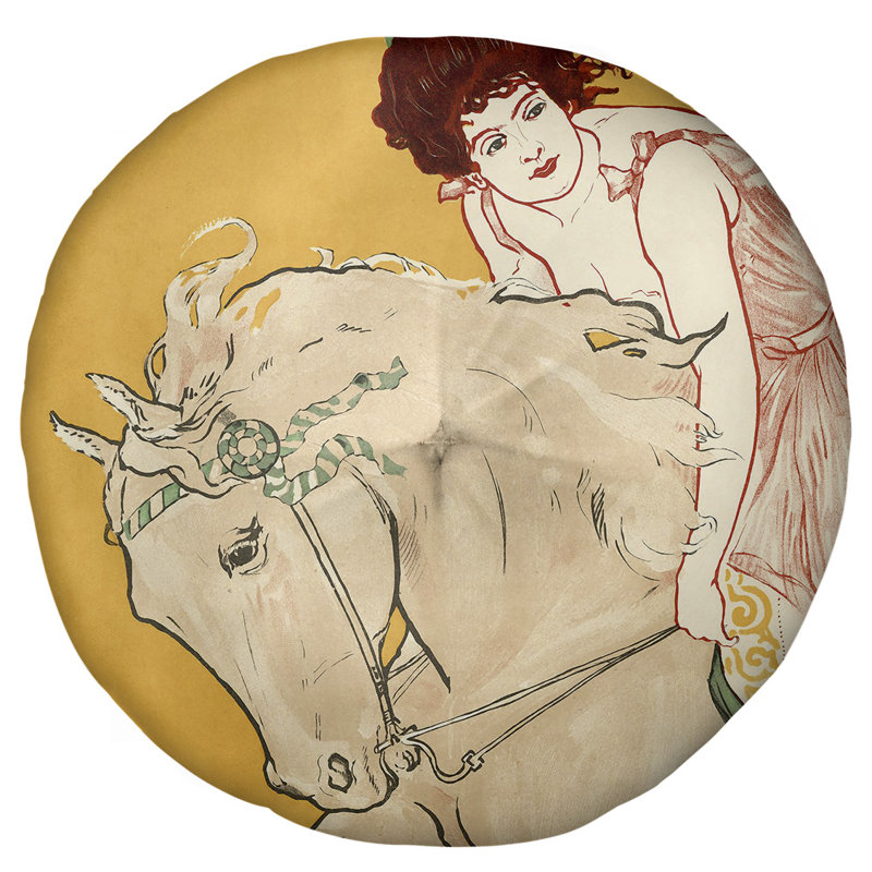 Coussin de plancher rond, Jaune, 31,5 po x 63 po