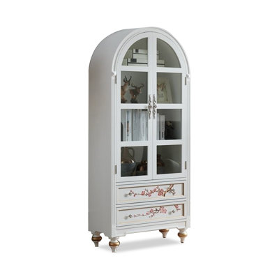 White Solid + Manufactured Wood + Glass Display Cases