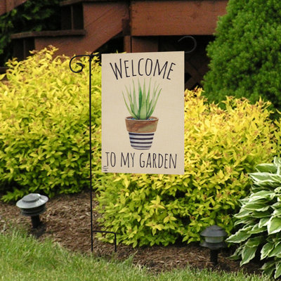 Striped Garden Pot Spring Burlap Garden Flag