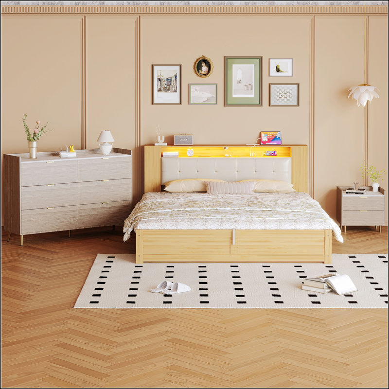 Dulcina Piece Bedroom Set, Natural