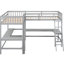Lit mezzanine simple en forme de L en gris, avec et 2 bureaux encastrés - Bureaux en bois Brilliance, stable-1462812406