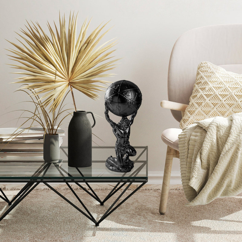 Objet décoratif peint à la main, noir, 5,1 x 12,2 x 5,1 pouces | 100% polyester, variations de couleurs uniques, accent parfait pour la décoration intérieure | Idéal pour le salon, le bureau et les espaces créatifs