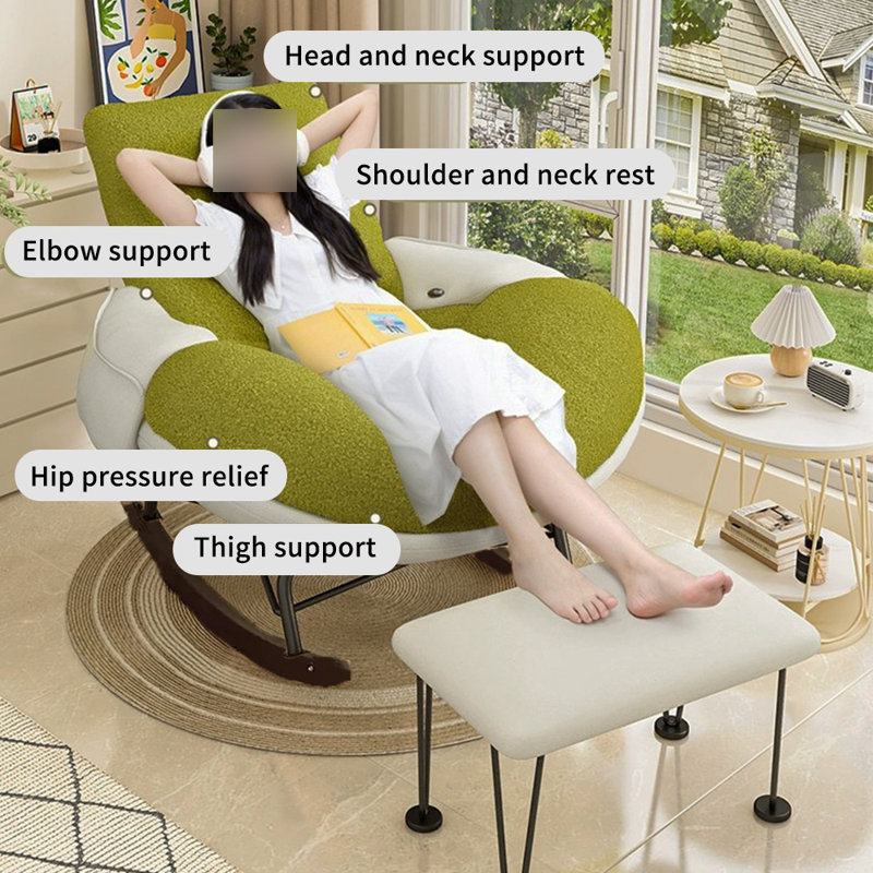 Chaise berçante ergonomique, Vert, Blanc