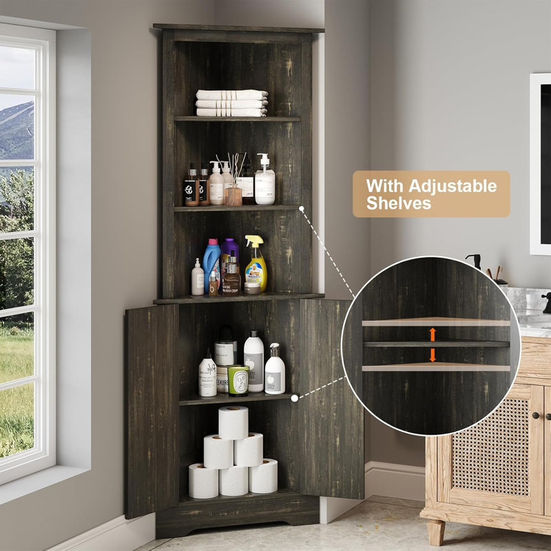 Bertfriede Corner Storage Bookcase, Black