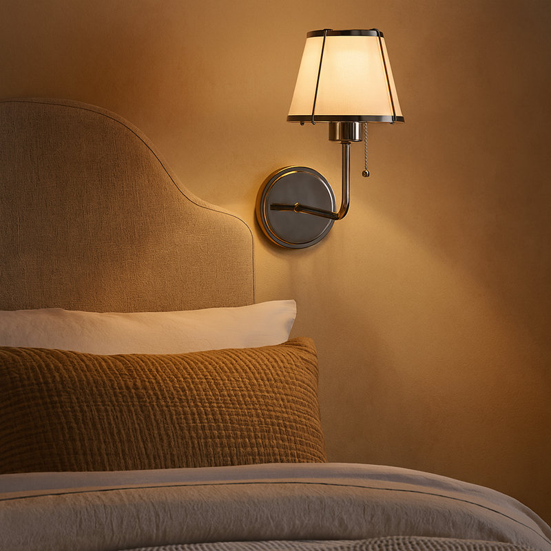 Clarke One Light Medium Wall Sconce with On/Off Pull Chain, Polished Nickel