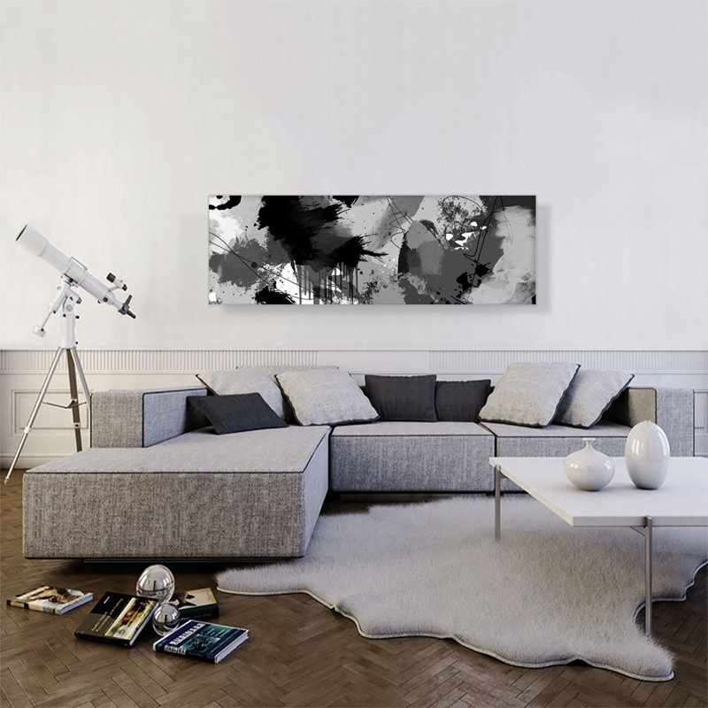 «Light Dark Grey Black Modern», reproduction d'art sur toile panoramique, H 16 po x l 48 po x 1,5 po
