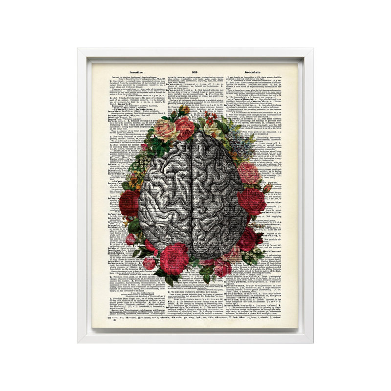 Cerveau fleuri n ° 2, Canevas, H 18 po x l 24 po, Encadrement blanc