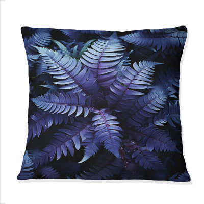 Blue Ferns Indigo Tranquility II - Ferns Printed Throw Pillow