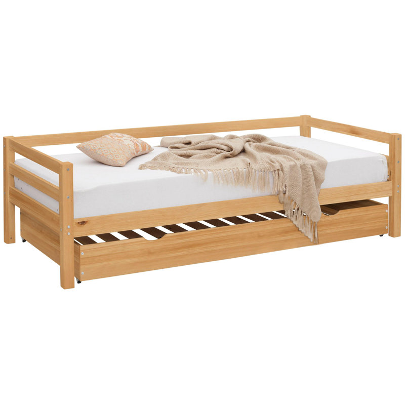Hongyu Solid Wood Daybed with Trundle, Stain Wax