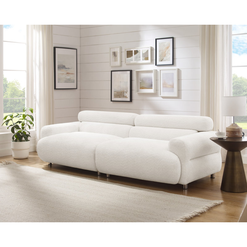 Canapé rembourré 88,98 po Faughn, Mélange de polyester blanc