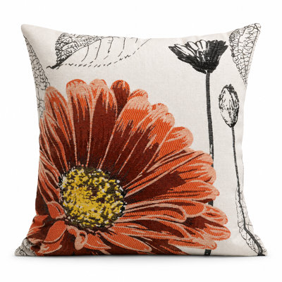  Housse et insert de coussin carré brodé de fleurs