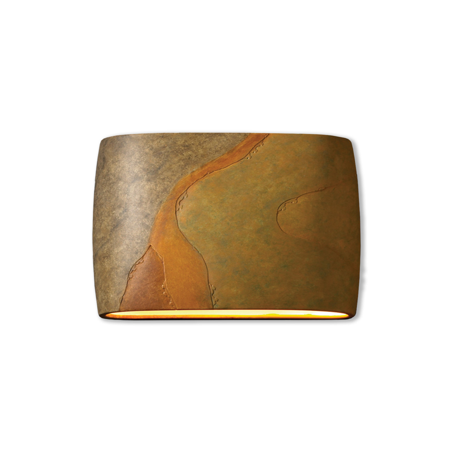 Logan Outdoor Ceramic Wall Light, 9.75" H x 16" W x 4" D, Harvest Yellow Slate, Incandescent