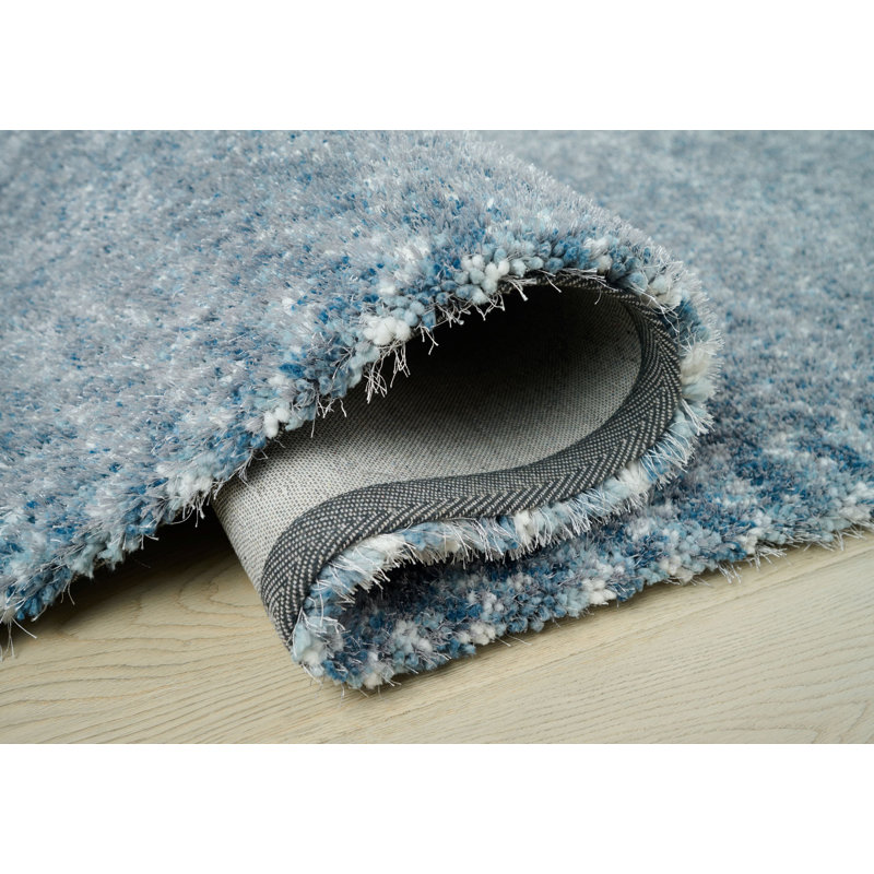 Tapis bleu épais tissé à la main Burgan, Rectangulaire 8 pi x 10 pi