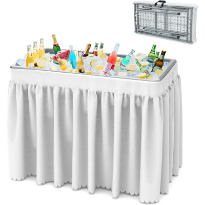 Folding Ice Cooler Table with Skirt