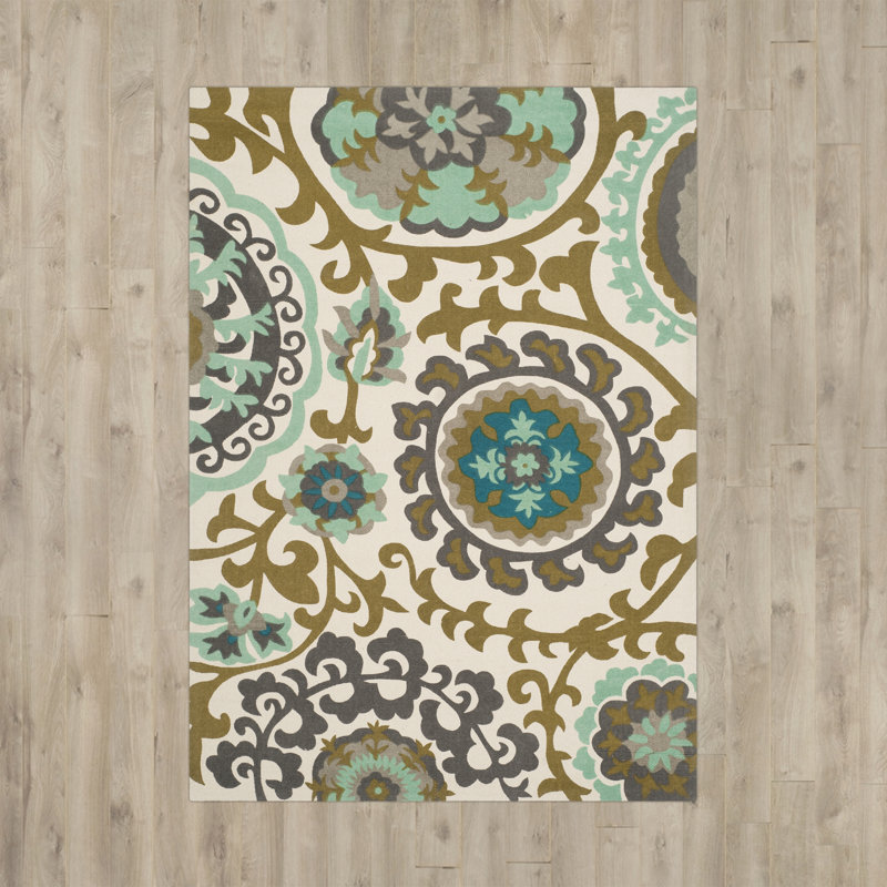 Veropeso Hand Loomed Cotton Abstract Rug, Square 5'