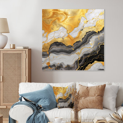 Gold And Grey Abstract Marble Mirage  II - Marble Wall Decor
