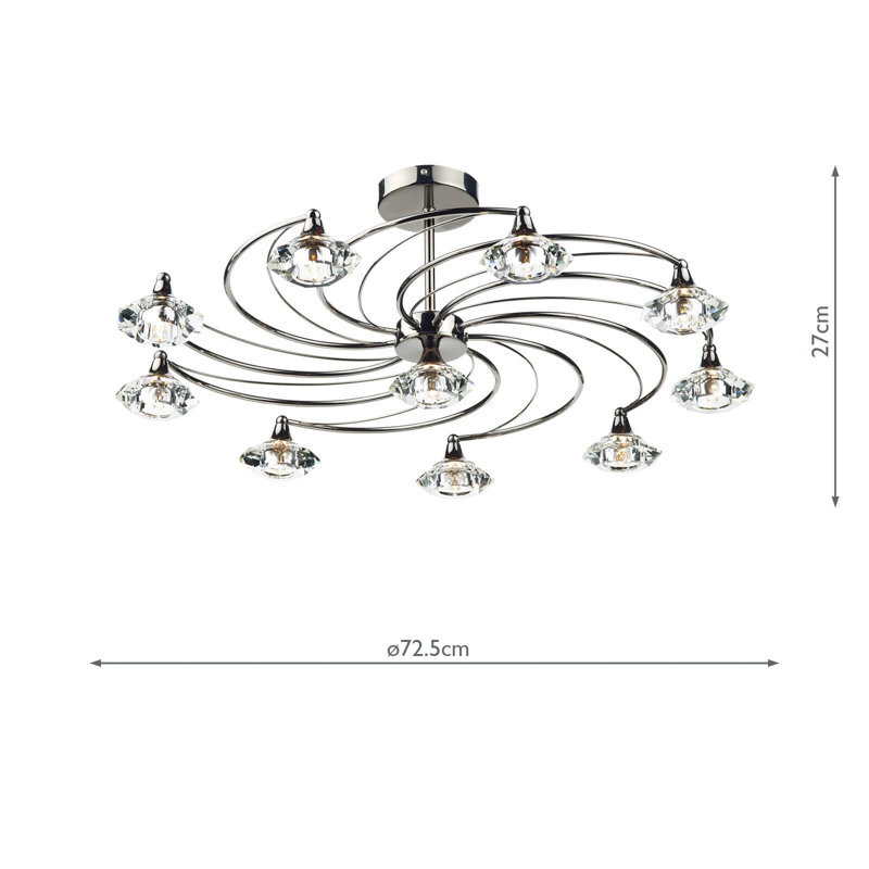 Greenhaw Glass Semi Flush Mount, Black Chrome