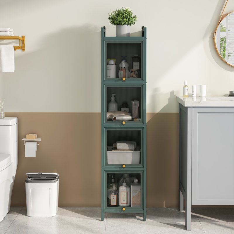 Armoire avec rangement à quatre niveaux, Vert foncé, 60.62" H x 13.78" W x 14.17" D
