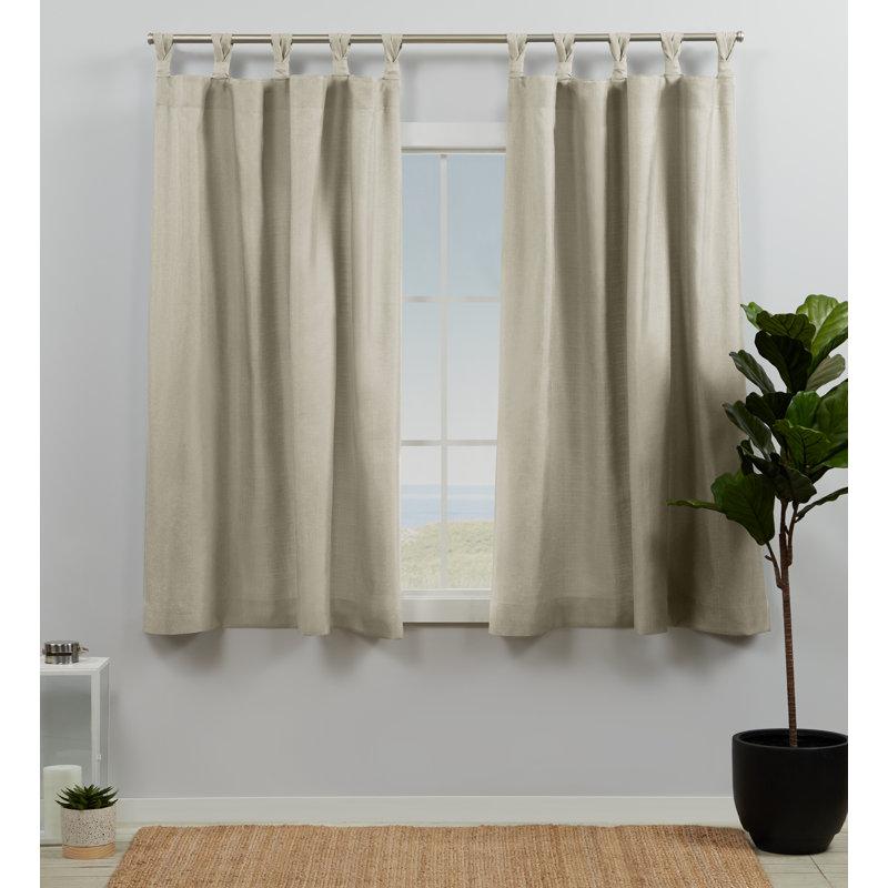 Exclusive Home Loha Linen Braided Tab Top Curtain Panel Pair, 54" W x 63" L