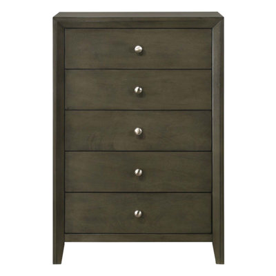 Commode 5 tiroirs Ilana, finition grise