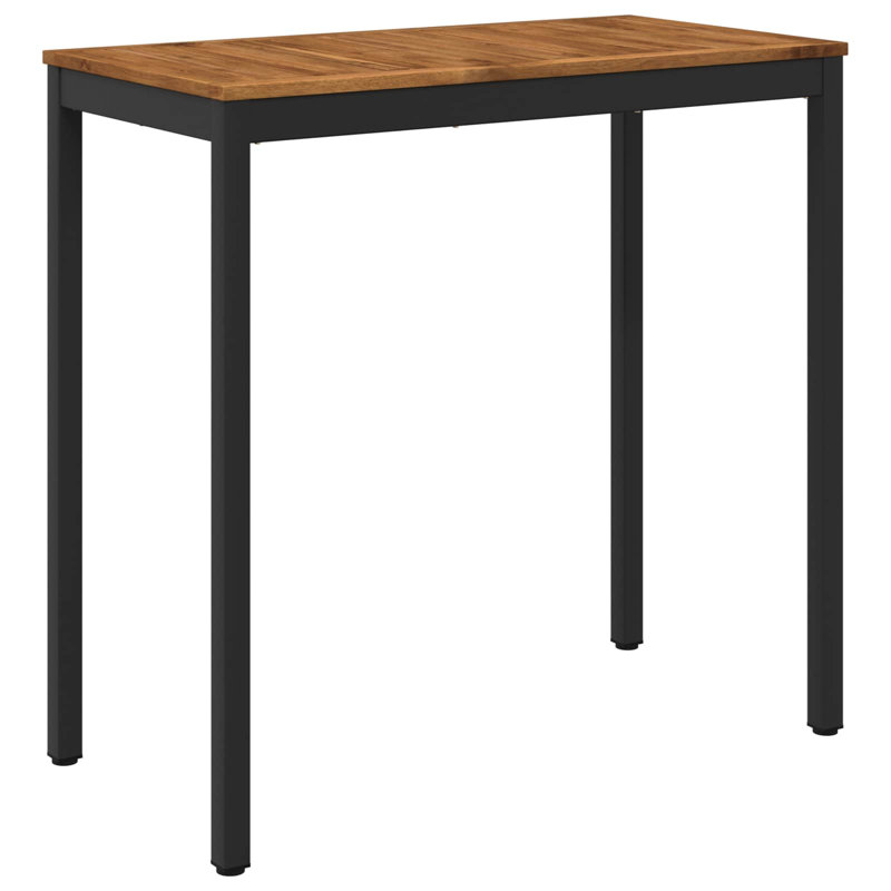 Acacia Metal Base Dining Table, Brown, 105cm H x 108.5cm W x 55cm D, Black