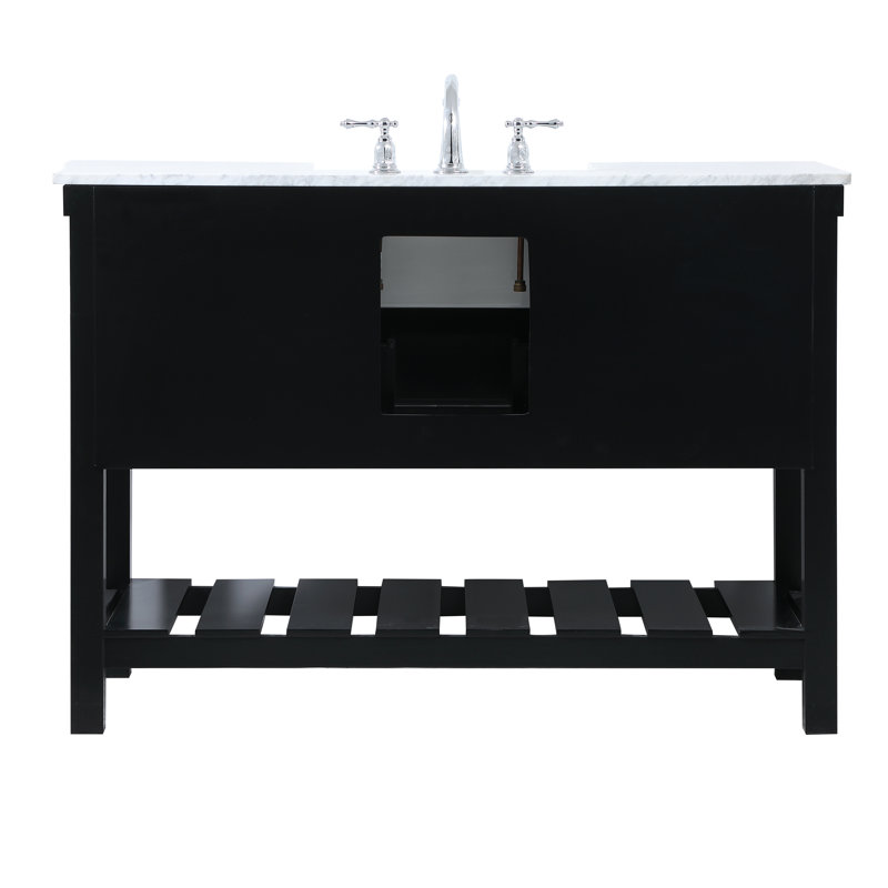 Pelaghia 48'' Single Bathroom Vanity with Marble Top, Black