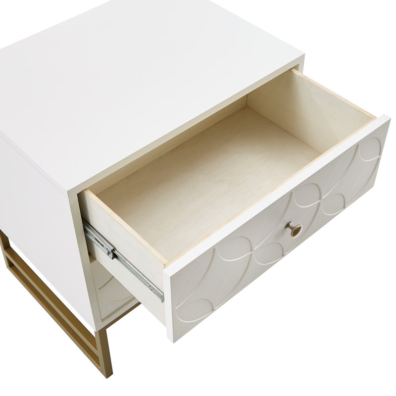 Keeya 23.5'' W Nightstand, Gold/White