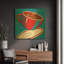 « Tasse de café rouge sur fond bleu », œuvre murale en métal doré de Ron Magnes, 91,4 cm x 91,4 cm-2081037722