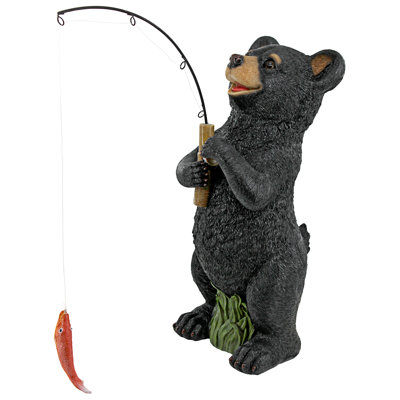 Fishing Black Bear Garden Statue