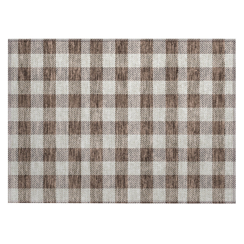 Plaid Indoor / Outdoor Rug, Rectangle 1'8" x 2'6"